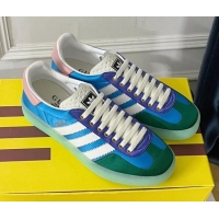 Low Cost Gucci x Adidas Gazelle Silk Sneakers Light Blue/Green 021362