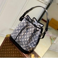 Pretty Style Louis Vuitton Petite Noe Bucket Bag in Grey Washed Denim Textile Jacquard M21406 2022