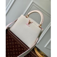 Promotional Louis Vuitton Capucines BB Bag in Taurillon Calfskin M21127 Cream White/Pink 2023