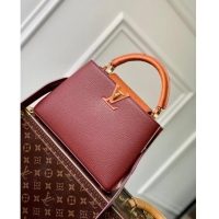 Promotional Louis Vuitton Capucines BB Bag in Taurillon leather with Ostrich Leather N81409 Dark Cherry-red 2023