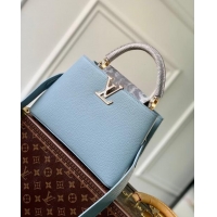 Elegant Promotional Louis Vuitton Capucines BB Bag in Taurillon Calfskin with Exotic Karung Leather M21166 Blue 2023