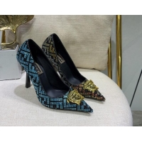 Purchase Versace x Fendi Fendace Medusa Crystals High Heel Pumps 10.5cm Black/Multicolor 122605