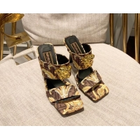 Pretty Style Versace x Fendi Fendace Medusa Print FF Fabric High Heel Sandals 10.5cm 122610