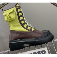 Popular Style Fendi Domino Biker Ankle Boots with Pocket in Acid Green Nylon 122837