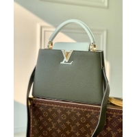 Famous Brand Louis Vuitton Capucines BB Bag in Taurillon Calfskin M21045 Grey/White 2023