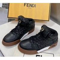 Classic Hot Fendi Match High Top Sneakers with Pocket in Black Nylon 122842