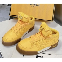 Durable Fendi Match High Top Sneakers with Pocket in Yellow Nylon 122843