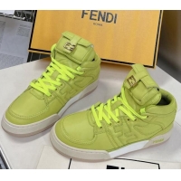 Stylish Fendi Match High Top Sneakers with Pocket in Acid Green Nylon 122844