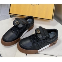 Good Quality Fendi Match Low Top Sneakers with Pocket in Black Nylon 122848