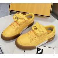 Stylish Fendi Match Low Top Sneakers with Pocket in Yellow Nylon 122849