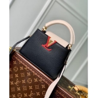 Well Crafted Louis Vuitton Capucines Mini Bag in Taurillon Calfskin M21043 Black/Beige 2023