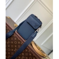 Good Product Louis Vuitton Men's Phone Pouch Grained Leather M57089 Navy Blue 2023