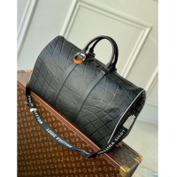 Top Grade Louis Vuitton Keepall Bandoulière 50 Weekend Bag in Taurillon Calfskin M21382 Black 2023