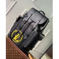 Luxury Cheap Louis Vuitton Christopher PM Backpack in Epi Leather M50159 Black/Yellow 2023