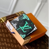 Luxury Cheap Louis Vuitton Multiple Wallet in LV Graffiti Monogram Eclipse Canvas M81847 Green 2023