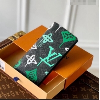 Well Crafted Louis Vuitton Brazza Wallet in LV Graffiti Monogram Eclipse Canvas M81846 Green 2023