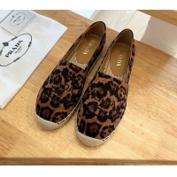 Best Grade Prada Leopard Print Espadrilles Brown 1128459