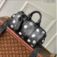 Super Quality Louis Vuitton LVxYK Keepall 25 with Painted Dots in Monogram Eclipse Canvas M46406 Black/Silver 2023