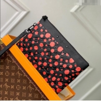 Well Crafted Louis Vuitton LVxYK Pochette To Go Clutch with Red Dots in Black Monogram Leather M82019 2023