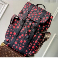 Reasonable Price Louis Vuitton LVxYK Christopher Backpack Bag with Red Dots in Black Monogram Leather M21978 2023