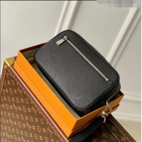 Most Popular Louis Vuitton Pochette Kasai Clutch in Black Taiga Leather M33409 2023