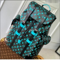 Trendy Design Louis Vuitton Christopher MM Backpack Bag in Monogram Playground Canvas M21936 Black/Blue 2023