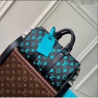 New Fashion Louis Vuitton Keepall Bandouliere 25 Bag in Monogram Playground Canvas M21938 Black/Blue 2023