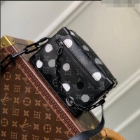 Famous Brand Louis Vuitton LVxYK Mini Soft Trunk Bag with Painted Dots in Monogram Eclipse Canvas M81936 Black/Silver 20