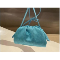 Famous Brand Bottega Veneta Mini crystals clutch with strap 585852 sky blue