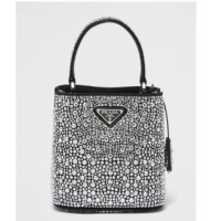 Good Taste Prada Panier satin bag with crystals 1BA373 black