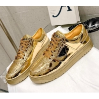 Low Cost Prada Downtown Metallic Leather Sneakers Gold 020940