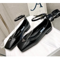 Best Price Prada Brushed Leather Ballerinas Flat Black 020953