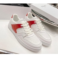 Duplicate Celine CT-04 Trainer Low Lace-up Sneakers in Calfskin White/Red 020731