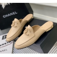 Low Price Chanel Lambskin Mules with Chain CC G39438 Beige