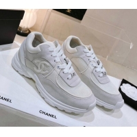 Grade Quality Chanel Suede & Mesh Sneakers G38299 Light Gray 122659