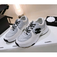 Good Quality Chanel Quilted Mesh Sneakers G38299 Gray 122660