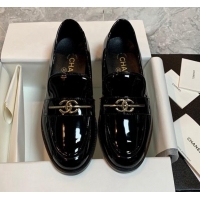 1:1 aaaaa Chanel Patent Leather Loafers Black 226156