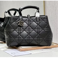 Reasonable Price LADY DIOR TOP HANDLE LARGE BAG Latte Cannage Lambskin C0088 BLACK&BLACK