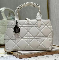 Super Quality DIOR TOP HANDLE MEDIUM BAG Latte Cannage Lambskin C0089 WHITE&BLACK