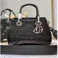 Promotional LADY DIOR TOP HANDLE MEDIUM BAG Latte Cannage Lambskin C9227 BLACK&BLACK