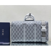 Buy Grade Dior Lingot 50 Travel Duffle Bag in Grey CD Diamond Canvas 23801 2023