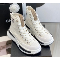 Fashion Chanel Canvas High top Sneakers White 122975