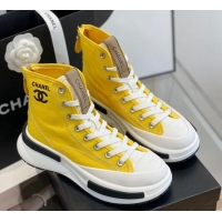 Good Looking Chanel Canvas High top Sneakers Yellow 122976