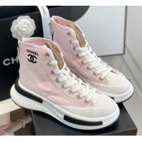 Good Quality Chanel Canvas High top Sneakers Pink 122978