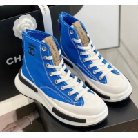 Grade Quality Chanel Canvas High top Sneakers Blue 122979