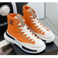 Luxury Chanel Canvas High top Sneakers Orange 122980