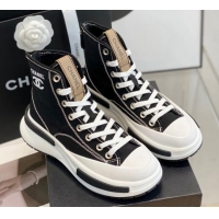 Best Grade Chanel Canvas High top Sneakers Black 122981