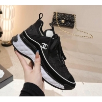 Good Product Chanel Mesh & Suede Sneakers G39070 Black 012906