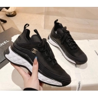 Grade Quality Chanel Fabric & Suede Sneakers G39070 Black 012908