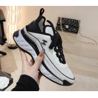 Stylish Chanel Mesh & Suede Sneakers G39070 White/Black 012912